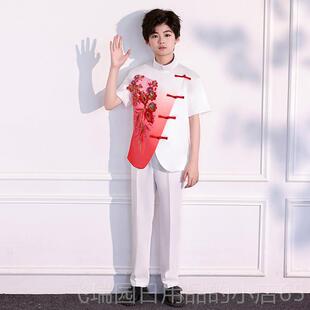 正品红色六爱中国主题朗诵儿童合服一比赛演出服女童国风礼服主唱