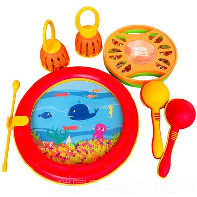 正品红色海浪婴打幼儿沙锤笼铃铛儿童鼓金宝贝早教具音乐尔夫击乐