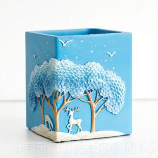 正品用北欧轻奢笔筒摆件意笔桶桌面收纳盒简约教创师公品文办具盒