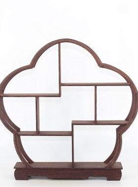 博古架实木仿古摆件鸡翅木多宝架茶壶座摆架饰品架红木工艺礼品