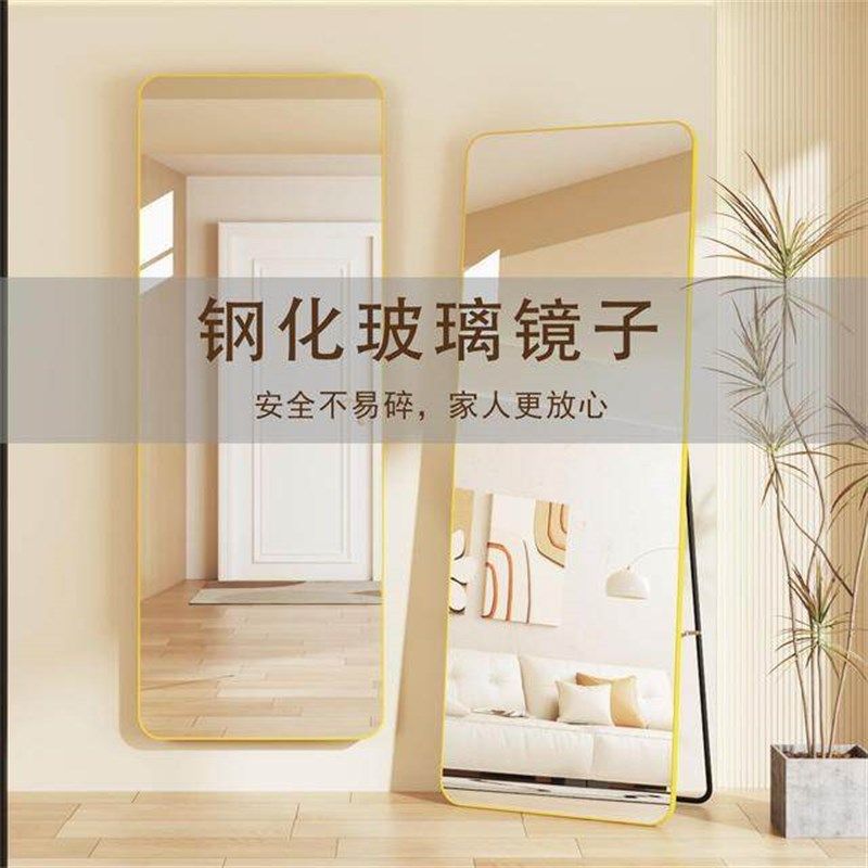 钢化玻璃镜子全身镜落地镜家用卧室女生穿衣镜可移动壁挂式试衣镜