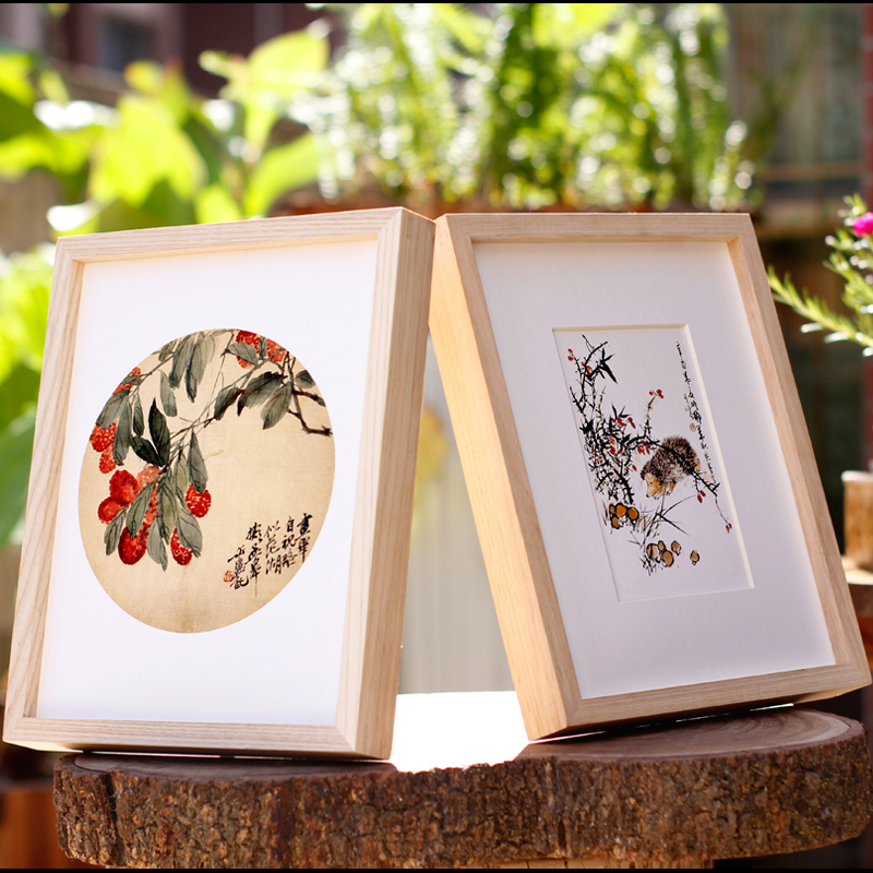 白蜡木米白色相框6X8/5X7/8X10/A4/a3挂墙摆台可打印照片家居小框