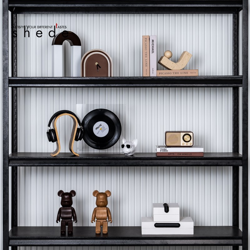 现代简约书房书柜客厅展示陈列柜软装饰品几何创意极简样板房摆件