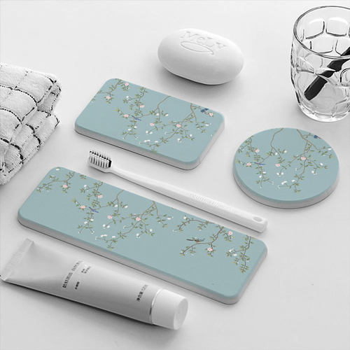 中式精选 硅藻泥洗漱台垫子防水杯垫卫生间皂托香皂速干吸水垫