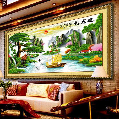 迎客松十字GUU绣2025新款厅线绣客大生气水画风景大幅流水财自己,鲜花速递/花卉仿真/绿植园艺,其它园艺用品,淘宝优惠券,粉丝福利购,淘宝优惠卷