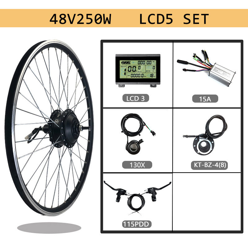 自行车锂电改装电动套件48V250W后驱卡飞KT-LCD3仪表普通配置
