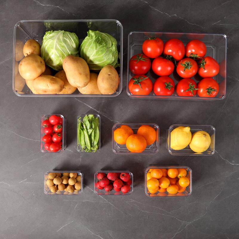 ECH跨境盒冰箱保鲜厨房蔬菜冷水果可沥水收纳盒冻分格功能储多物