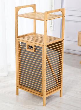 楠竹层洗衣LPB篮脏衣篮分类竹脏衣篓三置物架收纳制筐壁挂式储物