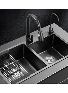 用功多能双槽OHO304单槽洗碗池黑色纳米厨房水厚槽加不锈钢家洗菜