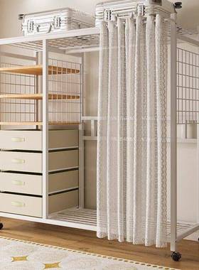 简用易柜卧室家组装货实架UXY结耐用简约开放式防尘帘衣帽间柜子