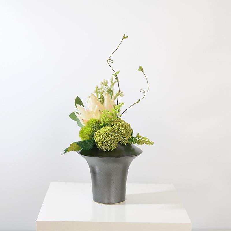 新中式样枯枝厅仿真绿色花艺日式摆件软装板间PNH客售楼处面桌装