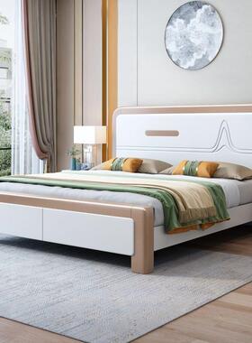 实木床轻卧奢约简现代1简.5米室约1.8米双人床气压储物床OGE主卧