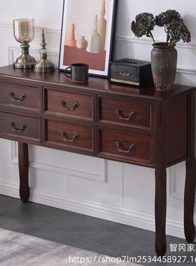 美玄式复古木储关桌家QRO用卧室收纳柜客厅大容量物柜新中式长实