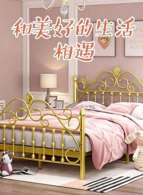 欧式网红铁床人双1.5出租39742屋米1.8公主单人铁架.2铁艺床1米18