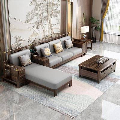 新中乌金OPO木实沙发组木合客厅大型轻奢储物高式端别墅户中国风