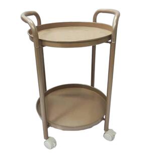 金色圆形两层小推车厨餐茶厅移动果蔬置物架房酒店SXA餐厅桌盘边