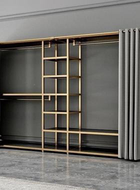 衣帽LLU钢结构衣柜家用卧室加厚双加架粗衣层帽架两层金属简现约