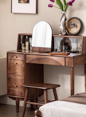 北美黑胡桃木妆台实带梳收纳柜复古妆樱桃JKU木化桌木化妆台斗柜