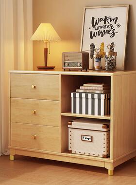 实木床柜头卧室床边收纳客NEE厅沙发边柜书房柜大容量带抽屉储柜