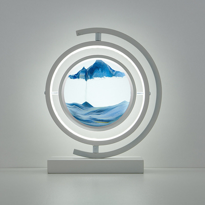 沙漏流沙画3D山水台灯摆件