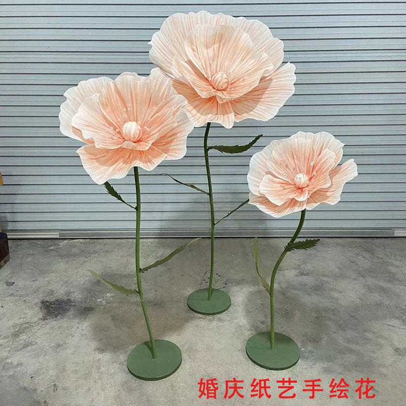 婚礼路引橱窗手绘透明泡沫花