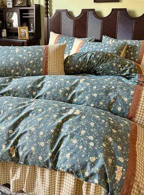 秋冬床季纯棉裙床上四件套床款全EX241205公主风棉床品田园碎花被