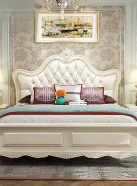 欧式实木大白色2米2.床2米主高卧室1.8米双人床1PLW5.米储物箱公