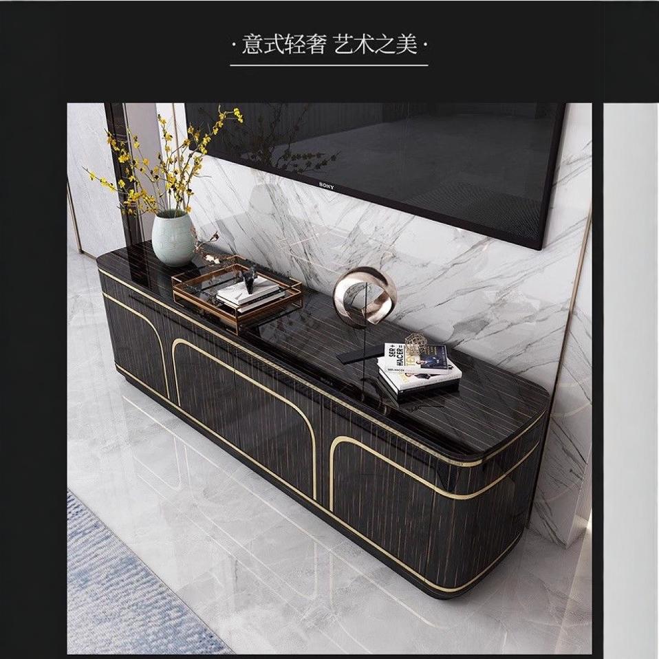 意式轻奢高亮光烤漆电视柜茶几