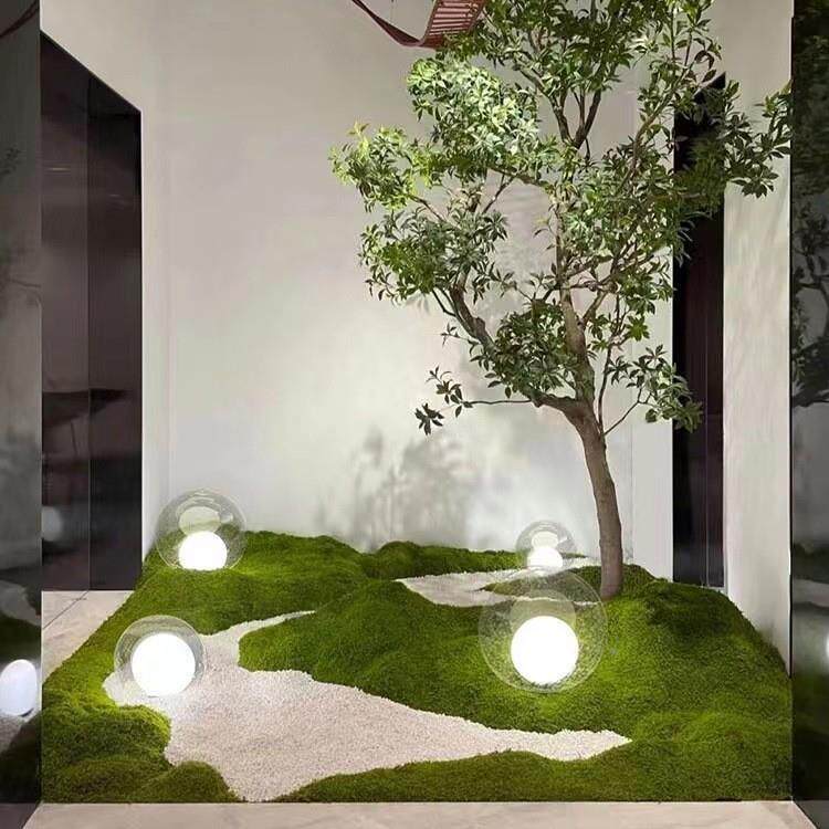 真室内造景落地灯仿绿237植苔中癣楼力梯门口景观亚克球球灯草坪