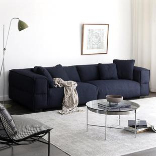 DOPIO布艺沙户发AS木IADES复古油风客厅小型极简实木实框609奶架