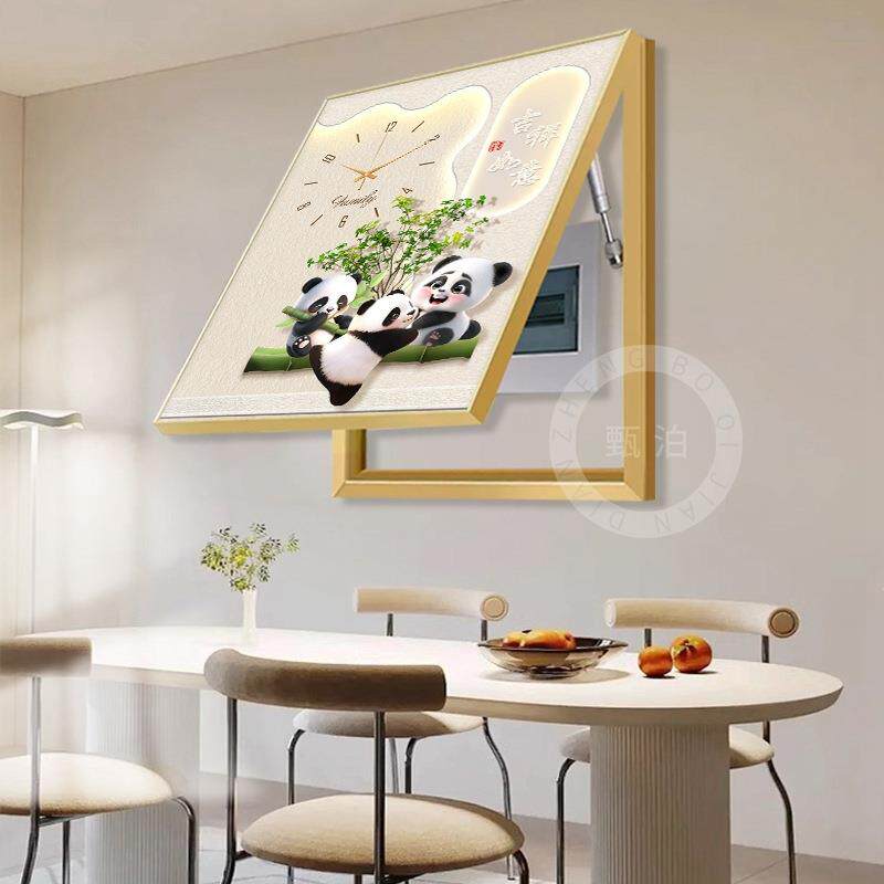 油风竖款t1890218熊电表箱装饰画家用带钟表配电箱盒奶遮挡猫开关