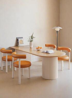 奶风半圆餐桌椅原木式YY-58672现代简约家用客厅小户型法油岛台家