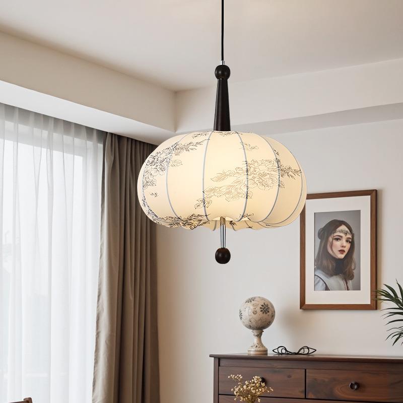 法式中古卧布艺吊灯餐厅吧台南洋感新款灯半吊复古主卧民宿0室348