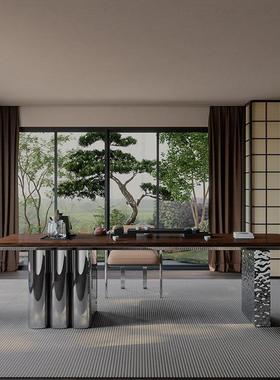 轻奢胡桃木IRE茶组桌椅意式奢家轻用茶桌现代简约大平层办合公室