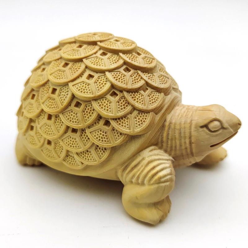 小黄杨木金钱.龟规格8×52×叶5m手把件c把玩件摆饰书XM-小叶桌装