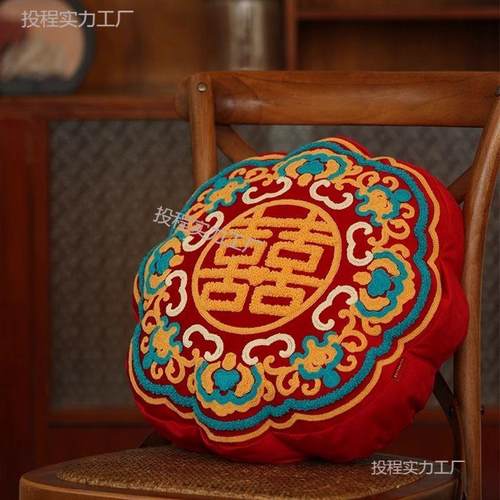 喜抱枕结投程A#93婚一对婚庆婚房布置压新床红色垫靠订字婚婚