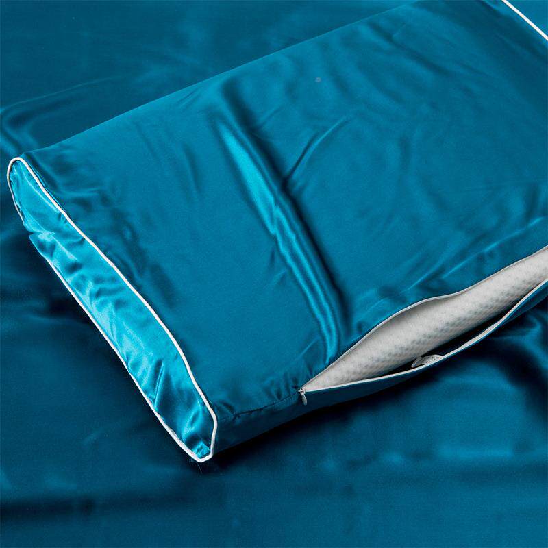重枕磅19姆米乳胶枕套双纯真丝乳面胶波浪高低枕套40x60桑蚕丝记