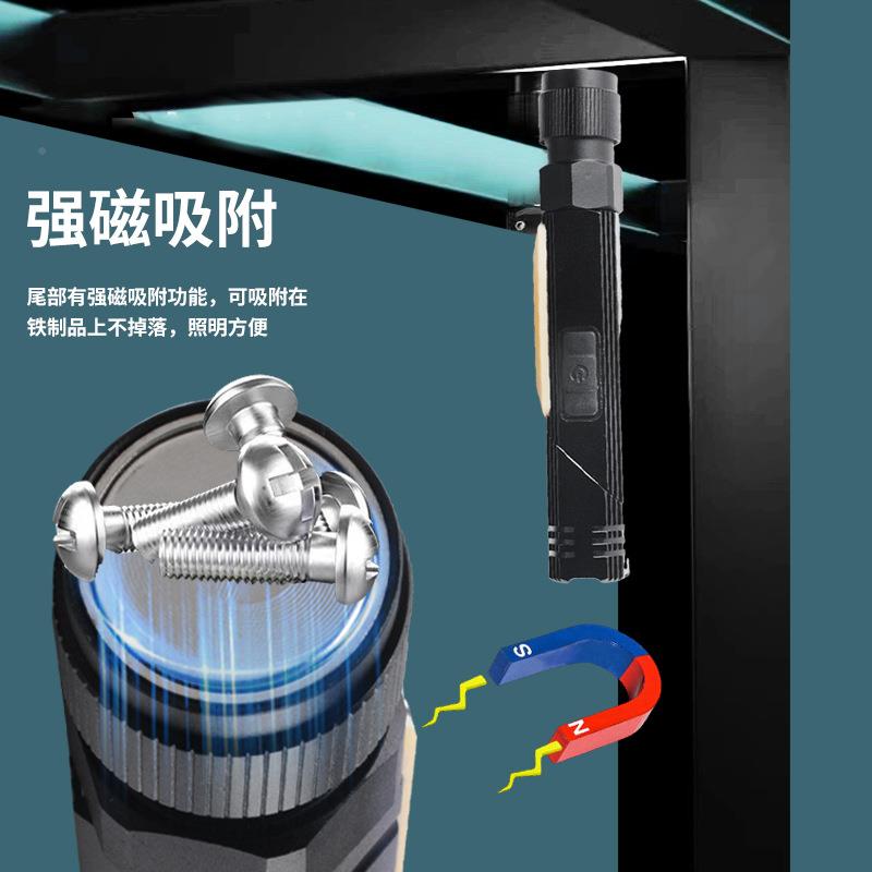 红白双光可折叠手电筒头戴手拿用L2E专D充电强光检修用吸磁俱竞阳