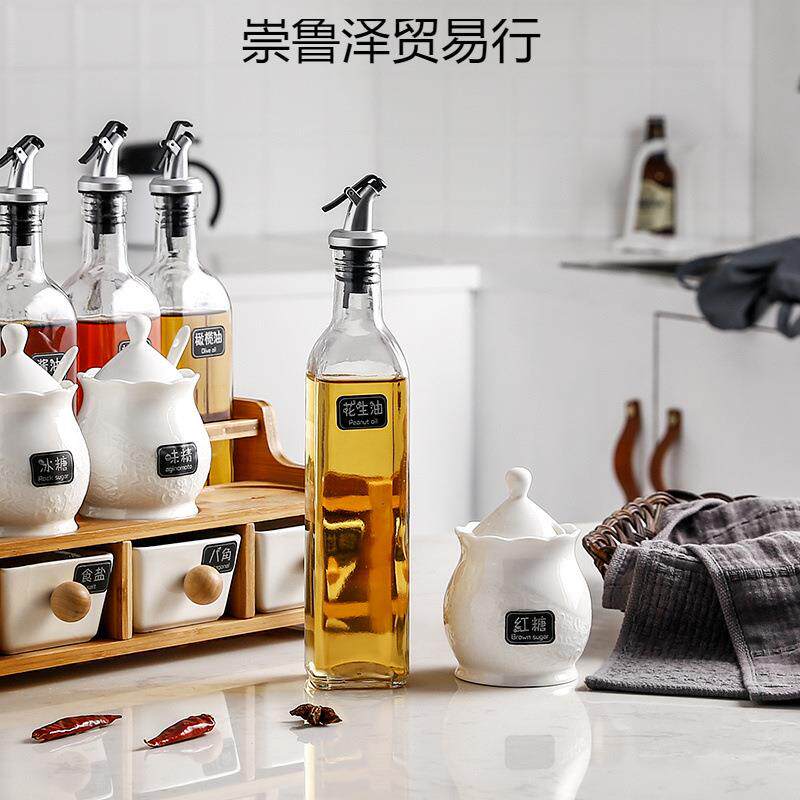 调玻味崇鲁其他套调料盒家用组合装调味料罐罐油瓶壶酱油瓶盐罐璃
