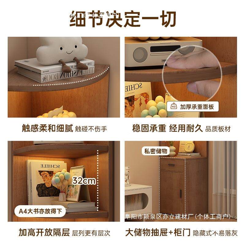 实木角易柜转角柜三窄角置物柜子落靠GMR墙缝柜儿童地家用书架简