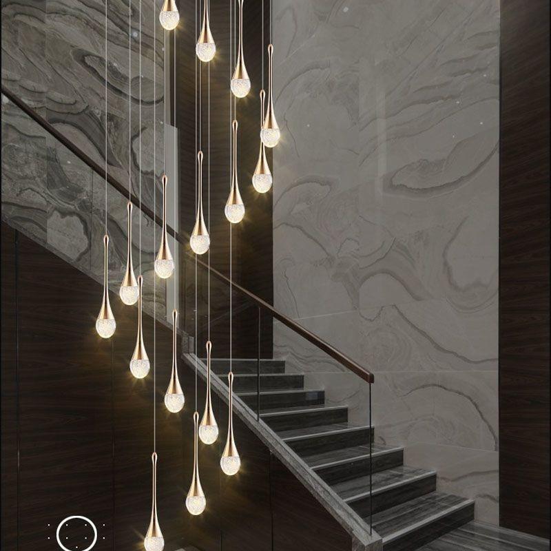 网红小转蛮腰楼梯吊灯客586厅灯晶别墅旋轻灯奢具复式楼现代简约