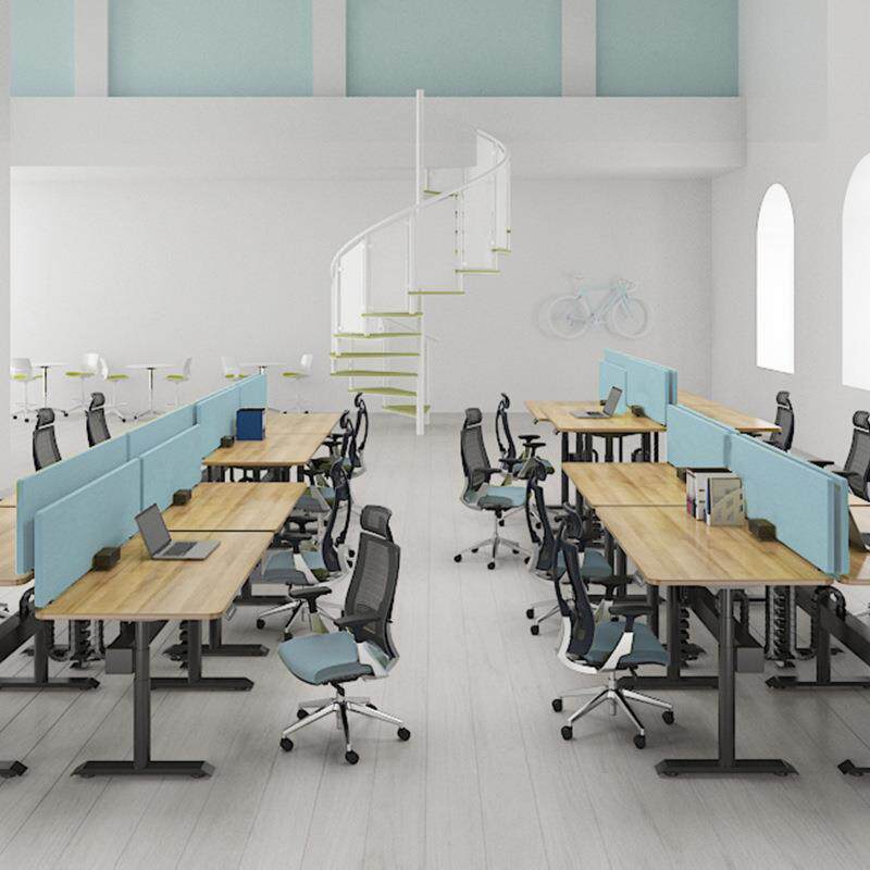 奥排美丽联电动室升降电481脑桌双人位站立式办公桌办公职员升降