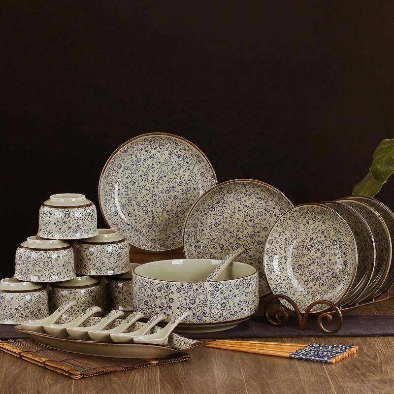碗碟和子4s21tcj风餐具套装日组式釉下碗盘家用套装组合陶彩瓷器