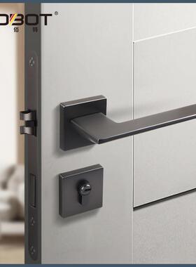 门间锁室PBT-F2-5内卧室静音吸锁房门锁木把门手黑灰色家用磁通用