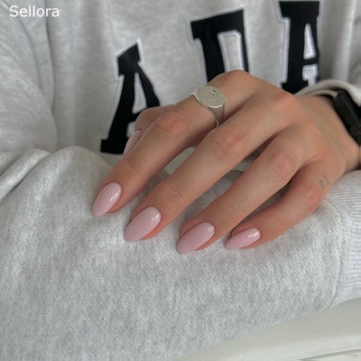 Sellora简约裸色纯色海莉穿戴甲手工中长款美甲绝美高级杏仁指甲