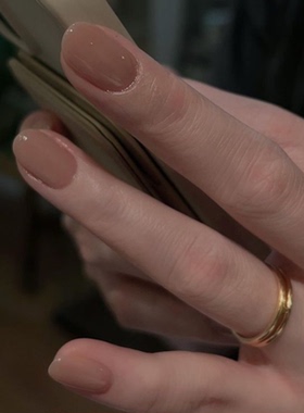 裸色纯色海莉穿戴甲手工短款简约老钱美甲高级绝美短甲指甲