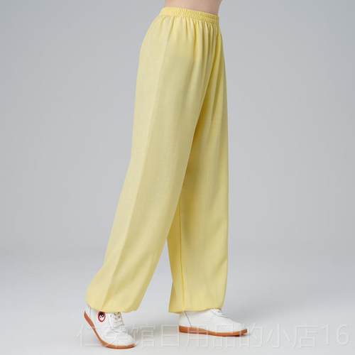 正品棉麻夏季太极裤裤 练功裤灯男女笼动 武术裤太极拳运裤透气晨