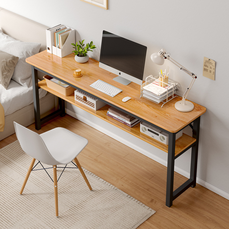 长80/100/120/140宽40电脑桌家用办公双层桌小型窄款学习写字书桌