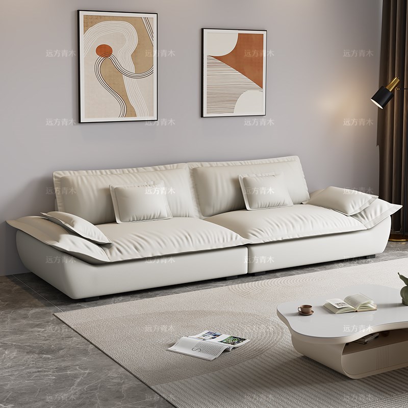 意式极简小户型帆船沙发客厅现代简约风公寓出租房猫抓皮直排沙发