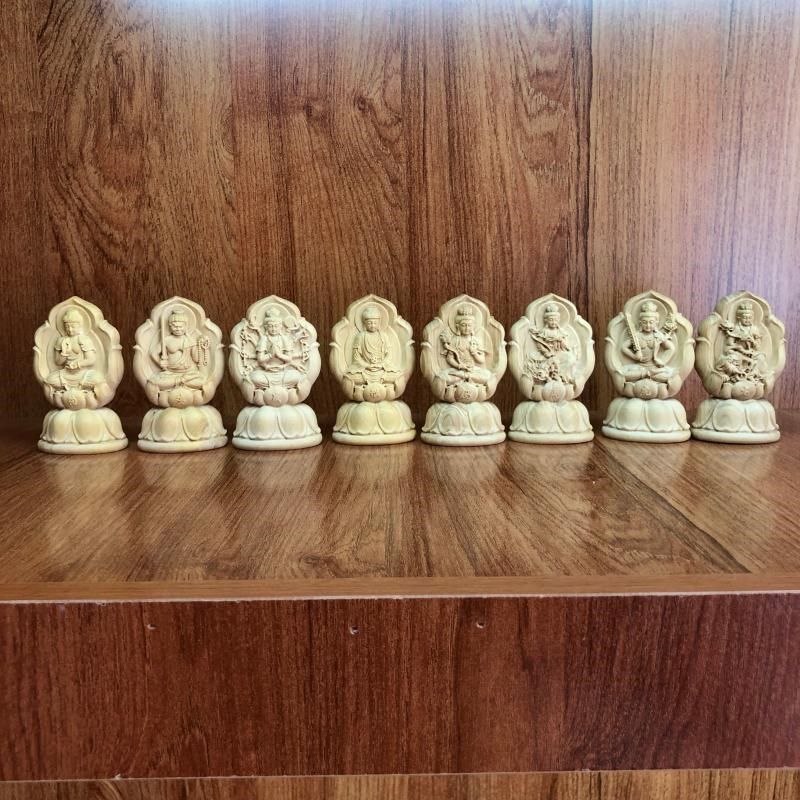 小叶黄杨木雕十二生肖守护神八大神像实木手把件家居车载内饰摆件